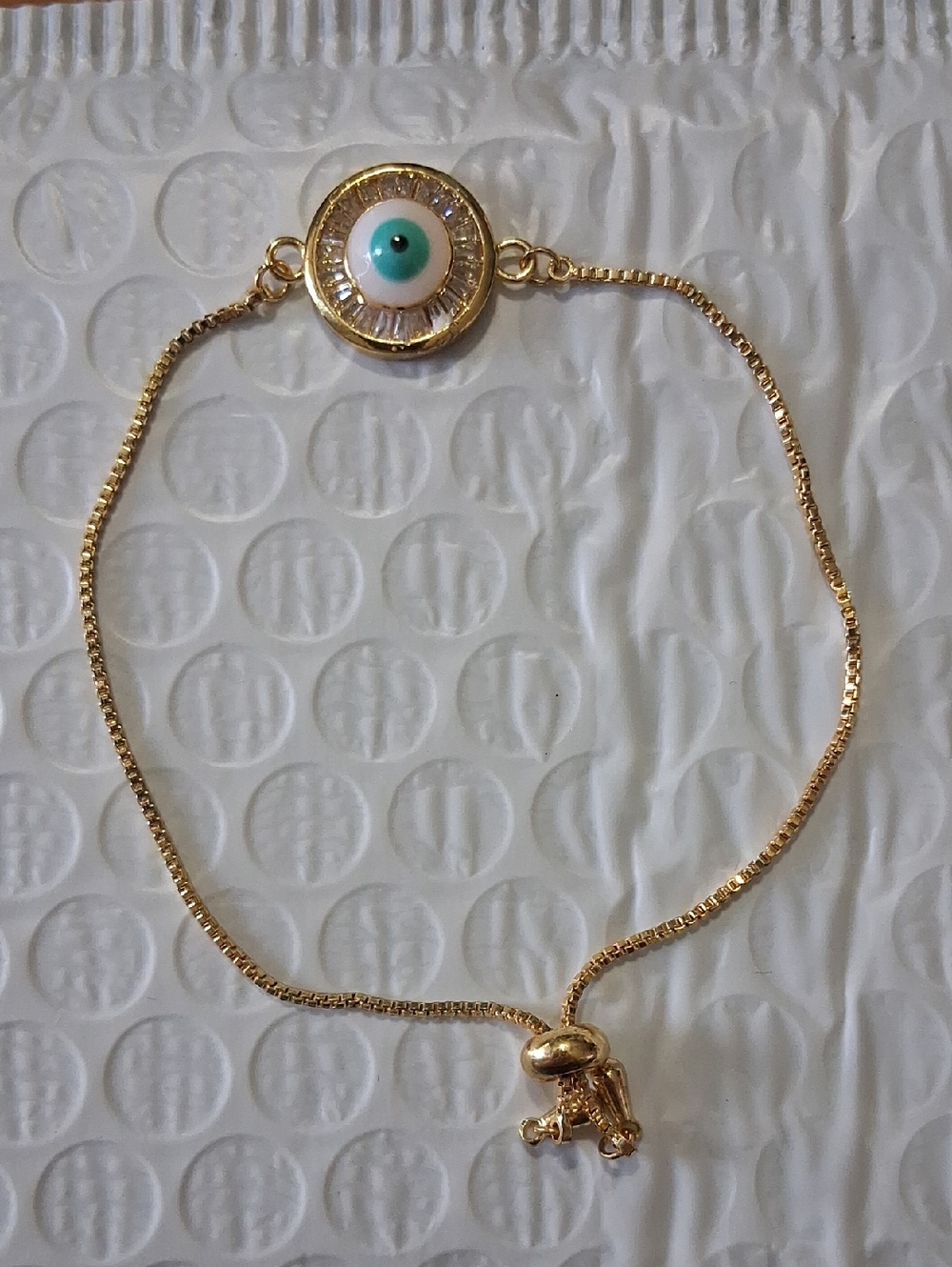 Gold-Tone Evil Eye Bracelet with Turquoise Accent